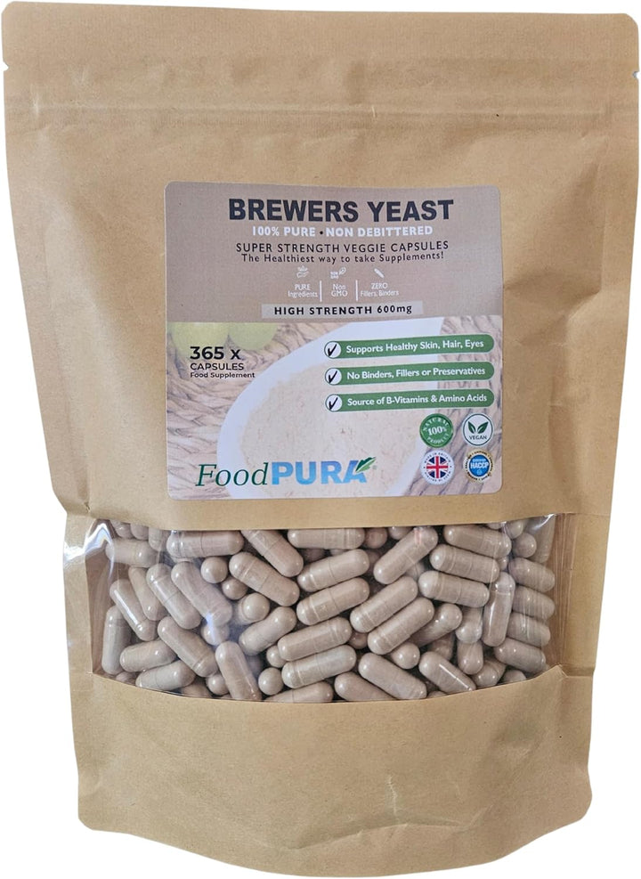 90 X 600Mg Brewers Yeast Capsules 100% Pure & Natural Not Debittered HACCP Certified Manufactured in the UK (90)
