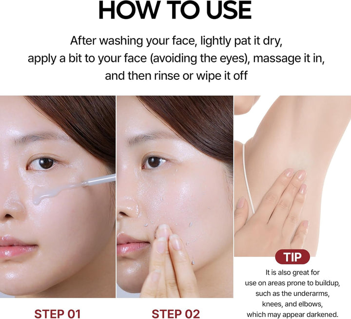 Peel Shot Glow Black Rice Peeling Ampoule Soft Exfoliating Face and Body Scrub Dead Skin Cells Blackheads Remover for All Skin Types Korean Skin Care 80Ml