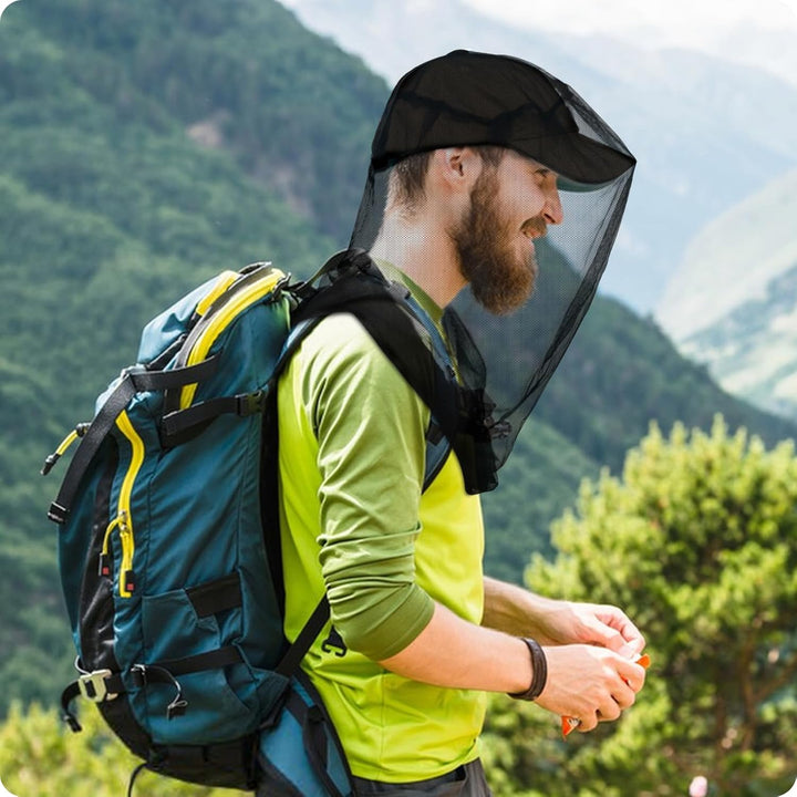 Premium Midge Net for Head 1 Pack, Ultra Large & Long, Extra Fine Holes, Fly & Bug Protection Gear for Camping, Hiking, Fishing, Gardening, Safari, Fit All Hats for Men & Women