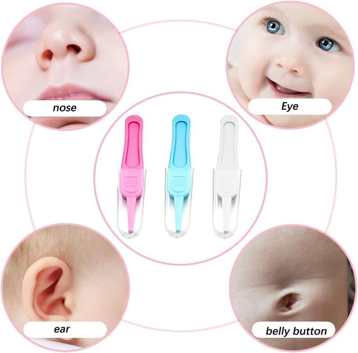 3 PCS Baby Nose Cleaning Tweezers - Gentle Safety Tweezers for Newborns & Infants | Rounded Tip Nasal Cleaning Tool Set for Safe Mucus Removal