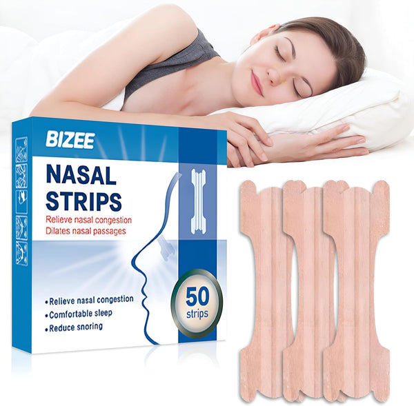 Nasal Strips 50 Pcs Nose Strips for Snoring Relief, Anti-Snoring Devices for Men and Women, Drug-Free Nose Strips to Relieve Congestion from Colds or Allergies,Snore Strips for Sports and Sleep