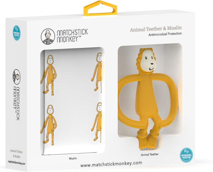 , Antimicrobial Teething Gift Set - 1 Banana Shaped Soother and 1 Animal Teether, 3 Months Old+, Banana & Monkey
