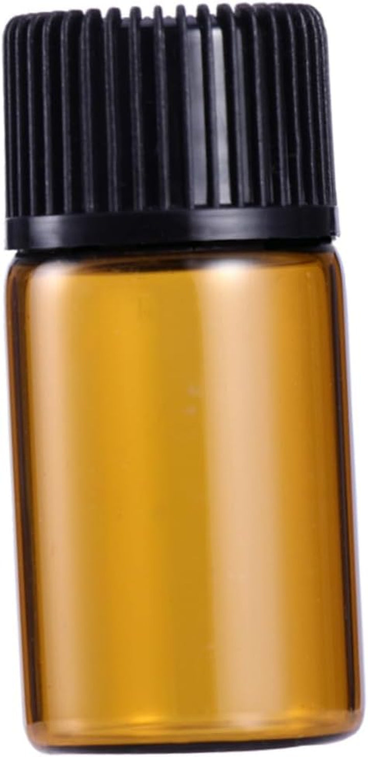 10 Pcs Mini Dark Brown Glass Vials with Grain Lid and Hole Plug Leak-Resistant Bottles for Essential Oils Perfumes Chemistry Samples Portable Travel Dispenser
