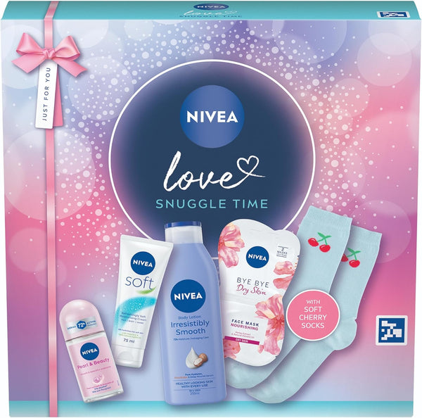 Love Snuggle Time Gift Set (5 Products) – Women'S Gift Set – Includes Body Lotion, Face Sheet Mask, Moisturising Cream and Anti-Perspirant – with Pair of Socks