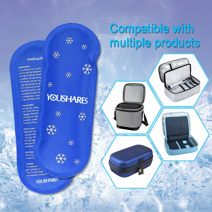 Insulin Cooler Ice Pack - Reusable Ice Packs Medicine Cool Bag for Diabetic Insulin Cooler Travel Case, Nylon Ice Bags (2 Packs)
