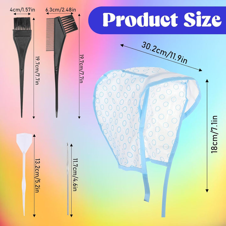 3 Pcs Hair Highlighting Caps, Bleach Cap Coloring Frosting Dye Kit, Highlighting Kit, Highlight Cap with Hooks Highlight Hair Coloring Frosting Dye Kit for Salon Hair Dyeing Hairdressing