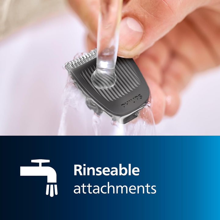 7-In-1 All-In-One Trimmer, Series 3000 Grooming Kit for Beard & Hair with 7 Attachments, Including Nose Trimmer, Self-Sharpening Blades, UK 3-Pin Plug-Mg3720/33