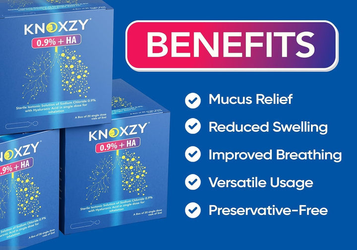 Isotonic Saline Solution 0.9% + Hyaluronic Acid Nebulizer Diluent for Inhalators and Nasal Hygiene Clear Congestion from Airways & Lungs (20 Sterile Single Dose Vials of 5Ml) (1)