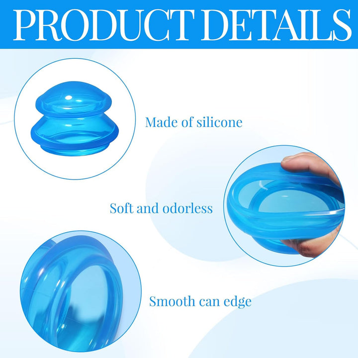 Cupping Therapy Set,3Pcs Anti-Cellulite Massage Cups for Muscle & Joint Pain Relief,Silicone Cupping Cup,Portable Acupoint Cupping Kit (Blue)