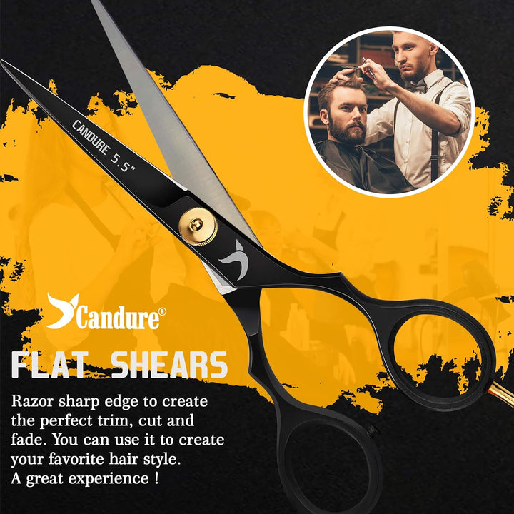 Hairdressing Scissor Hair Scissor for Professional Hairdressers Barbers Stainless Steel Hair Cutting Shears for Salon, Men, Women, Children and Adults 5.5" Inch Black