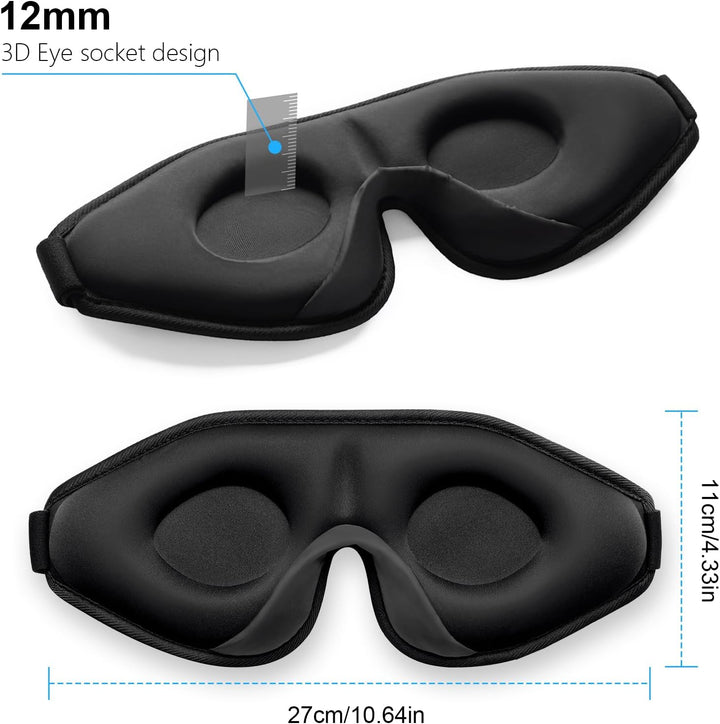100% Blackout Sleep Masks for Women & Men - Zero Eye Pressure Sleeping Eye Mask- Ergonomic Design 3D Cutout Eye Movement Friendly, Ultra Soft & Comfortable Eye Mask for Sleep/Nap/Travel