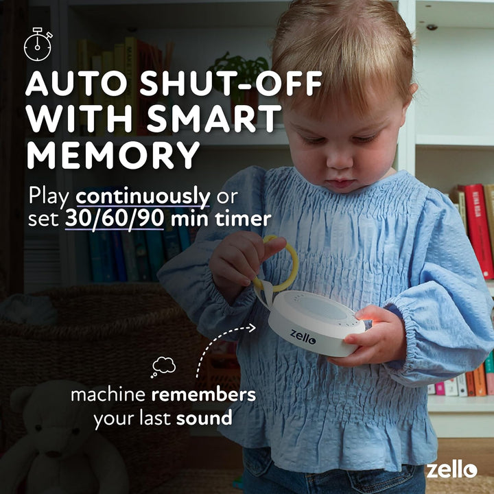 Zello Portable White Noise Machine Baby Sleep Aid 20 Soothing Sounds Warm Night Light 20Hr Battery USB Rechargeable Memory Function Portable Sound Machine Travel Pram Pushchair Cot Nursery Camping