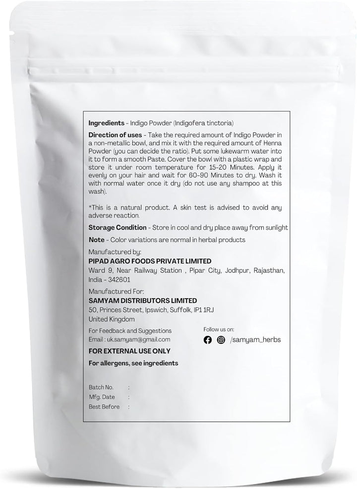 Natural Indigo Powder - 500G Pack | Natural Hair Dye, Chemical and PPD Free