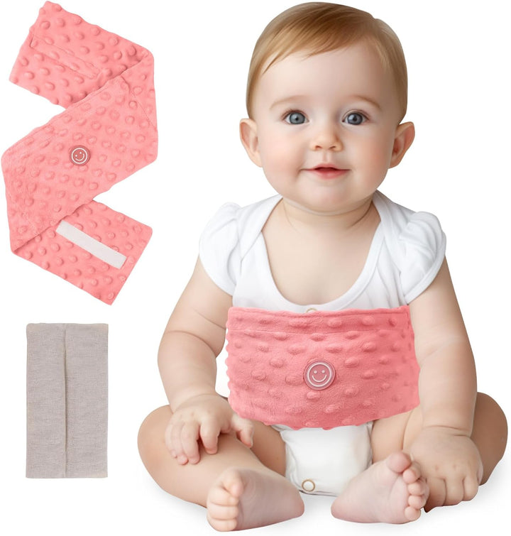 Colic Relief for Babies Belt, Flaxseed Heated Tummy Wrap, Baby Belly Wrap Swaddling Belt with Soothing Warmth, Natural Relief for Upset Stomach in Babies and Toddlers, 0-3 Years (Blue)