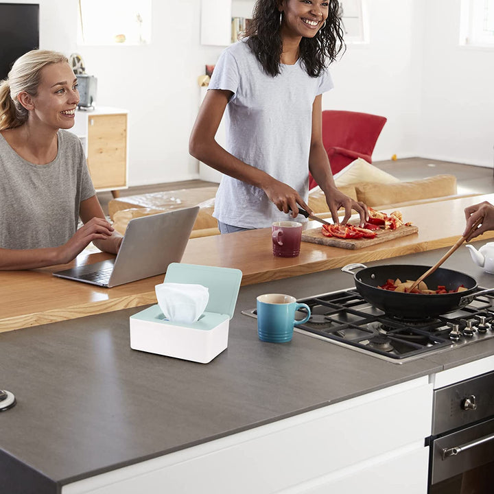 Wet Wipes Storage Box, Wet Wipes Box, Wipes Dispenser Holder Case Boxes, Toilet Tissue Paper Napkin Container Box with Lid for Home Office Desk - Green (Green)