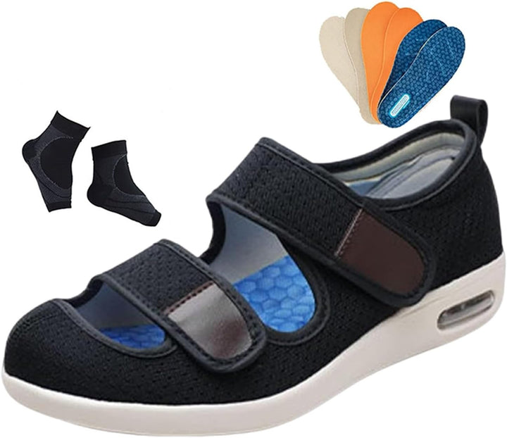 Mens Summer Hollow Mesh Breathable Orthopaedic Adjustable Diabetic Edema Shoes, Comfy Extra Wide Fit Surgery Arthritis Edema Recovery Shoe