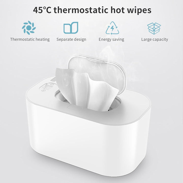 Wipe Warmer, Wet Wipes Heater 24H Intelligent Constant Temperature Baby Wipe Warmer Calentador De Wipes Para Bebes Preheat 4 Wipes for Keep Wipes Fresh (White)