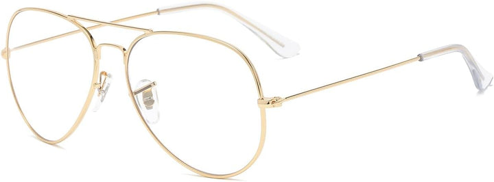 Clear Lens Glasses for Women Men Non-Prescription Fake Glasses Metal Frame