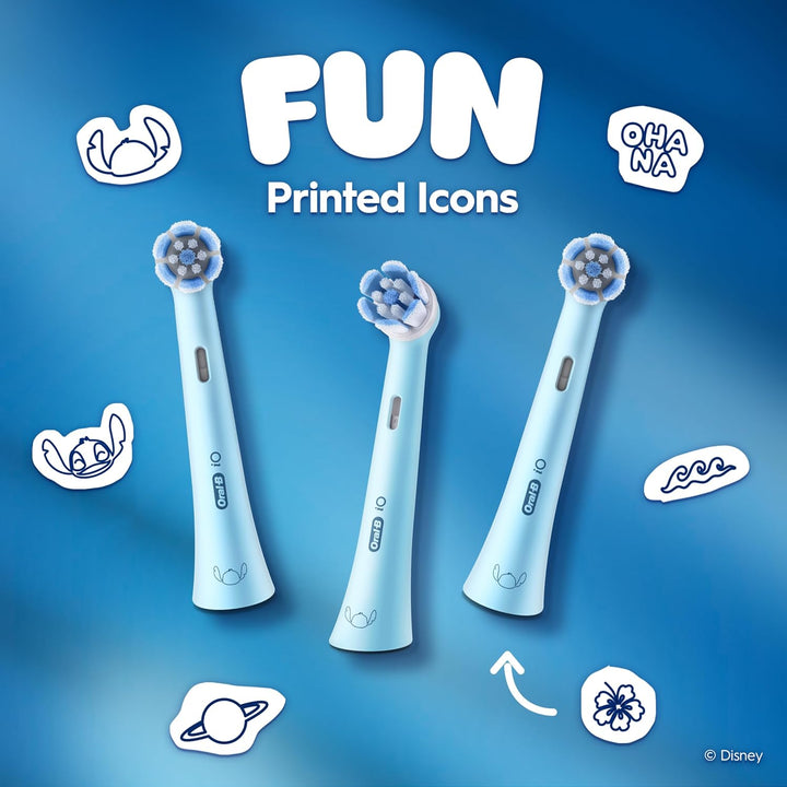 Io Kids Disney Stitch Electric Toothbrush Head for Ages 6+, Gentle on Wobbly Teeth & Gums for Cleaner Teeth, Pack of 2