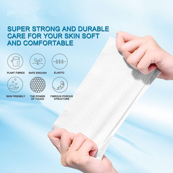 Disposable Face Towel, Facial Cotton Tissue for Sensitive Skin, Unscented and Ultra Soft Face Wipes, Cotton Dry Baby Wipes, Make-Up Remover Wipes (2 Pack=200Counts)
