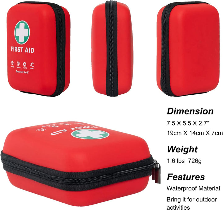 First Aid Kit - 170 Pieces Hard Case and Lightweight - Includes Instant Cold Pack,Emergency Blanket for Travel, Home, Office, Vehicle