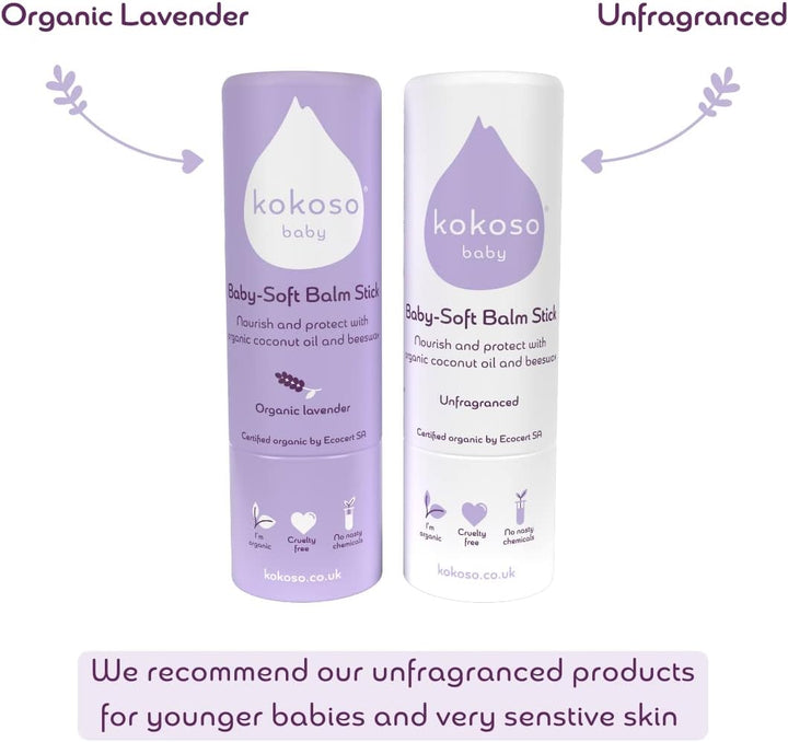 Baby Soft Balm Stick, Unfragranced, Great for Dry Hands, Sore Lips and Chapped Cheeks, Protects Dribbly Chins and Soothes Dribble Rash, 100% Natural & Organic Ingredients, 13G