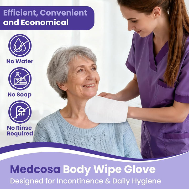 Adult Body Wipes - Wet Wipes for Adults - Intimate Disposable Shower Body Wipe Shaped like a Glove - Unscented Premoistened - Bed Bath Wet Wipe - Pack of 10 Wash Cloths