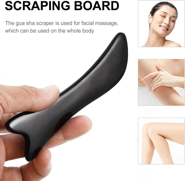 Gua Sha Board Facial Massager for Women Natural Buffalo Horn Scraping Tool with Rounded Edges Enhances Promotes Collagen Deep Skincare Absorption for Facial and Eye Therapy