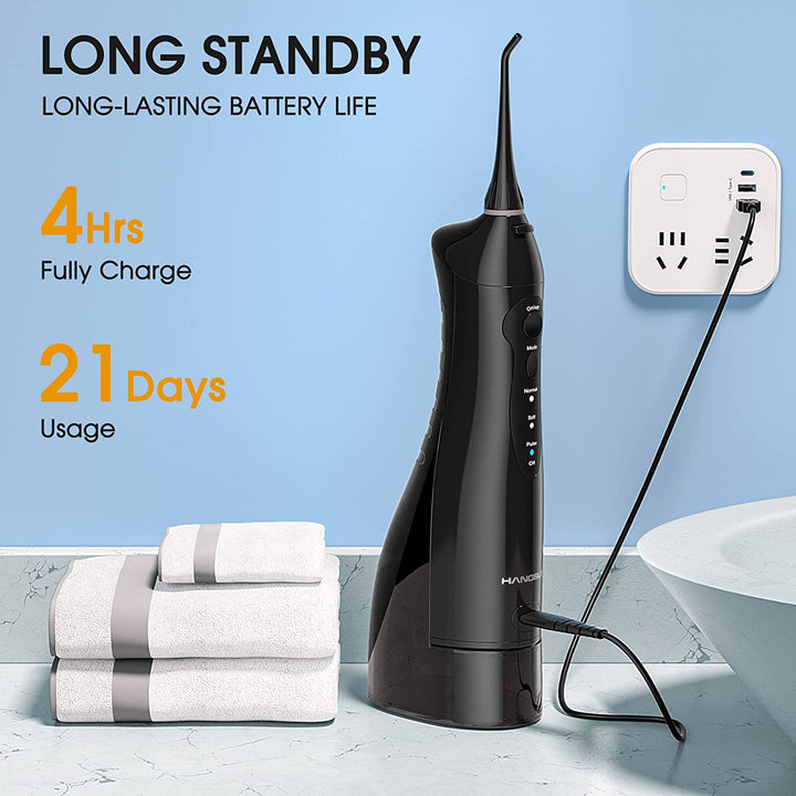 Water Flosser for Teeth Cordless Oral Irrigator Dental Water Jet Electric Tooth Flosser with 8 Jet Tips 300ML Water Tank USB Rechargeable for Tavel and Home Use (Black)