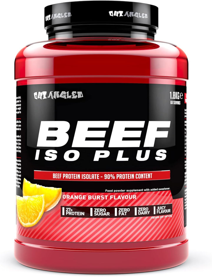 Beef Iso Plus, Beef Protein Isolate Powder, High Protein, Zero Fat and Sugar | 1.8Kg, Orange Burst | Halal, Paleo and Keto Friendly, Dairy and Gluten Free