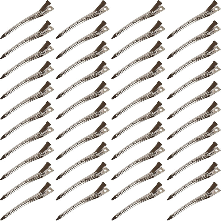 25 Pieces Duck Bill Hair Clips, 3.5 Inch Rustproof Metal Alligator Curl Clips with Holes for Hair Styling, Hair Coloring, Thick Hair Sectioning, Salon, Bows DIY, Silver (25 Pcs, 3.5In Silver)