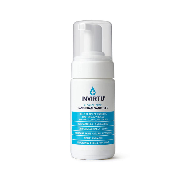 INVIRTU Alcohol Free Antibacterial Hand Sanitiser Foam (100Ml) - Kills 99.9% of Bacteria & Viruses - Great Hand Sanitiser for Travel & Festivals – Non-Scented Disinfectant - Kind to Skin