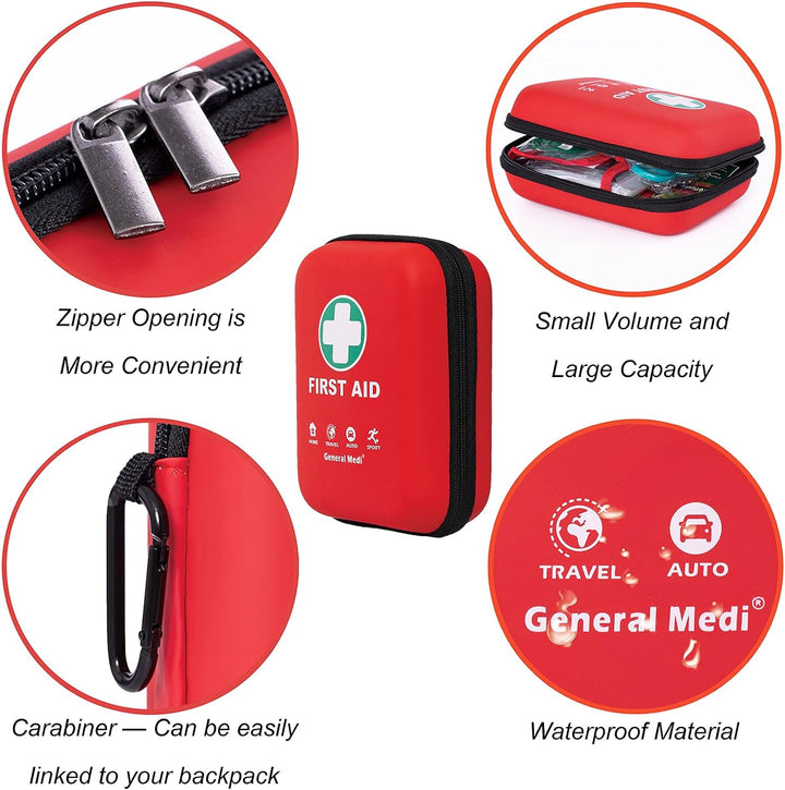 First Aid Kit - 170 Pieces Hard Case and Lightweight - Includes Instant Cold Pack,Emergency Blanket for Travel, Home, Office, Vehicle