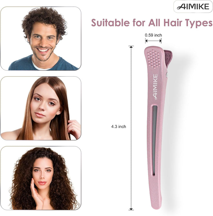 6PCS Sectioning Hair Clips for Styling, Anti-Slip No-Trace Salon Hair Sectioning Clips with Silicone Band