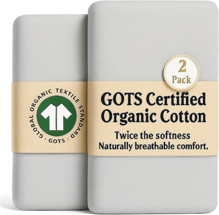 Organic Snuzpod 4 Compatible Crib Sheets - Thickest & Softest 2000GSM GOTS 100% Organic Cotton – Set of 2 Snuzpod Fitted Sheets – Snuzpod 4 Fitted Sheet 40 X 75.5 – Premium Snuzpod Mattress Bedding