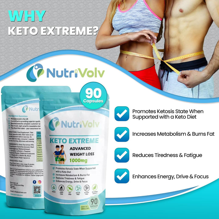 Keto Extreme Fat Burner Keto Diet, Weight Loss, Boost Energy Level & Metabolism - 90 Capsules