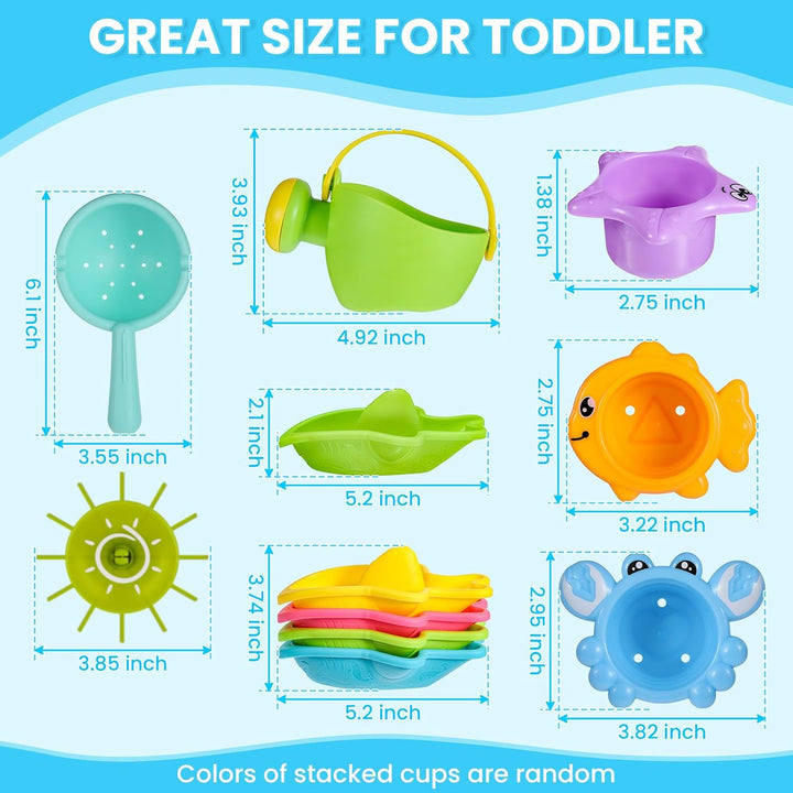 Baby Bath Toys for 1 2 3 4 Year Olds Toddler Kids - 10PCS Mould Free Water Play Swimming Pool Toys No Mould Watering Can Bath Boats Bath Cups Water Wheel for Children Boys Girls
