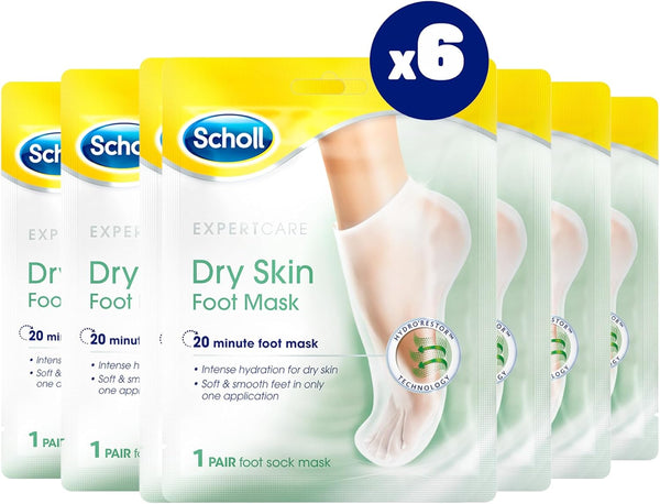 Expertare Dry Skin Foot Mask - Nourishing Foot Mask with Coconut Oil, Urea, and Shea Butter - up to 24-Hour Moisture for Dry Foot Skin - 6 Pairs of Foot Mask Socks