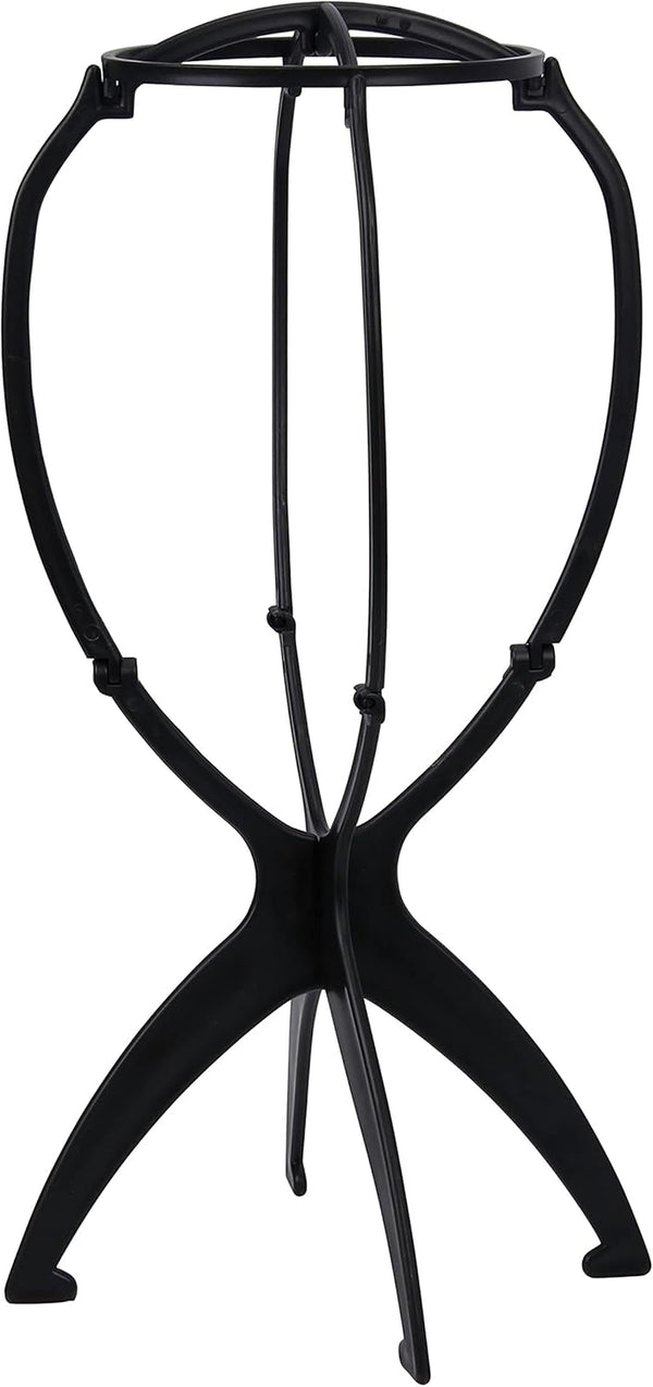 Portable Collapsible Wig Stand for Short Wigs: Durable Plastic Display Folding Holder for Travel and Short Hair Extensions (1Pc Black)