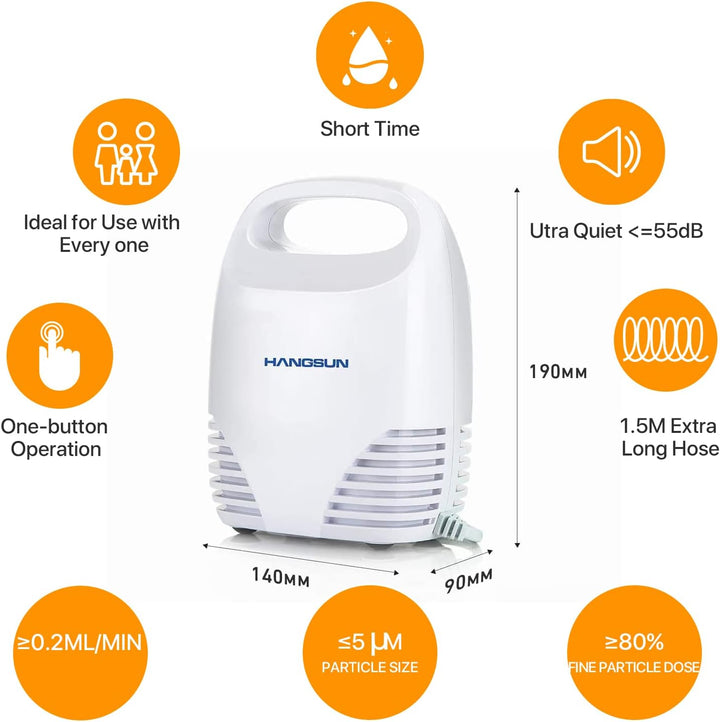 Nebuliser Machine for Adults and Kids Compact Compressor System Vaporizer Mist Steam Inhaler CN560 Portable and Silent for Home Use