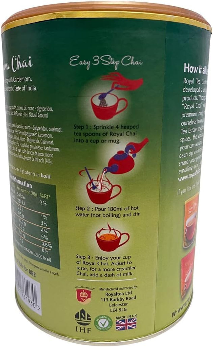 | Cardamom Chai Unsweetened Taste Tub | 6 X 400G Tubs | Premium Instant Chai | 6 Pack Case