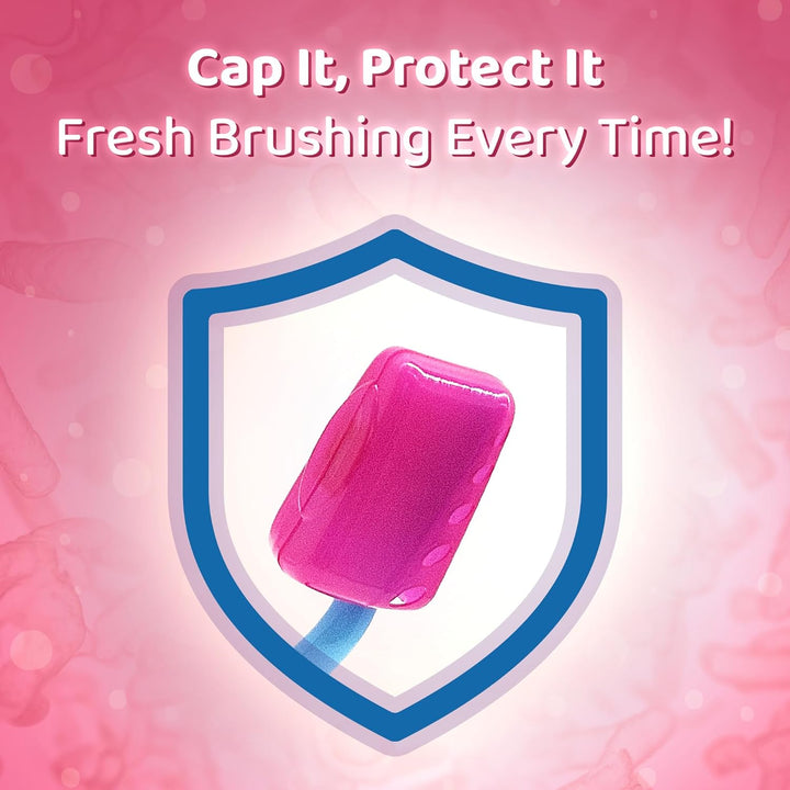 Barbie Little Teeth Toothbrush for Kids with Protection Cap, Soft Rounded Bristles, Comfortable Handle Grip and Suction Cup for Upright Storage for Children Ages 3+