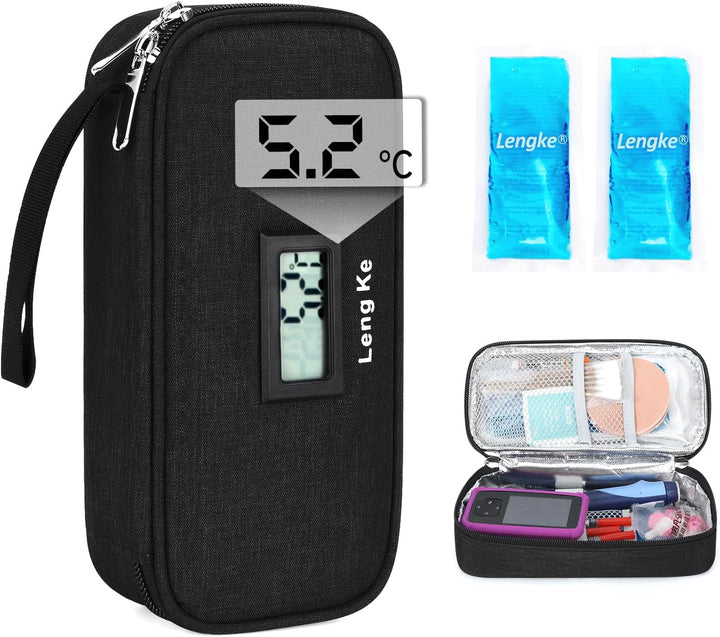 Manjaro Travel Case - Insulin Cooler Travel Case with 2 Ice Packs, Medication Cooler Bag for Fridge, Keep Medicine Cool While Traveling for Diabetic Supplies (Marble Purple)