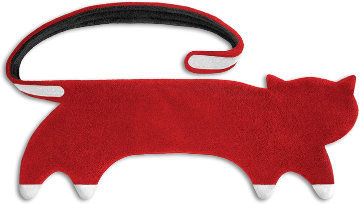 10-Chamber Wheat Bag for Microwave, Washable - Grain Pillow Made of 100% Organic Cotton & Organic Wheat - Ideal Natural Relief for Stomach and Period Pain - Cat, Red