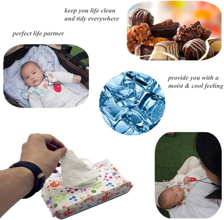 Portable Baby Wet Wipe Pouch Bags, Reusable & Refillable Wipes Dispenser, Eco Friendly & Lightweight Travel Wet Wipe Holder (2 Pack, Black Feather)