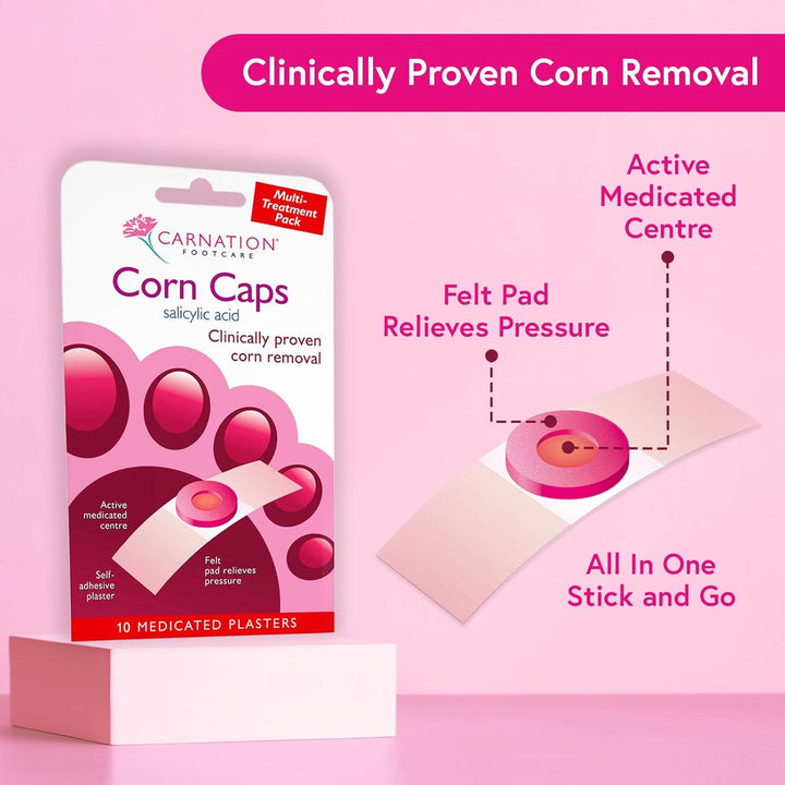 Corn Caps X 10, All-In-One, Salicylic Acid Paste with Soft Felt Corn Ring. Relieves Pressure and Pain. One Step Application.