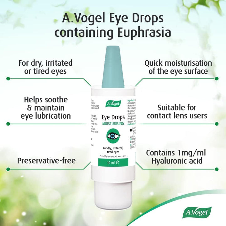 Moisturising Eye Drops 10Ml | for Very Dry and Irritated Eyes | Contact Lens Friendly | with Euphrasia & Hyaluronic Acid