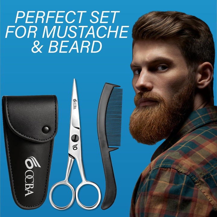 Beard Scissor Professional Moustache Scissors Ear and Nose Hair Trimming Scissors Stainless Steel, Safety Use for Eyebrows