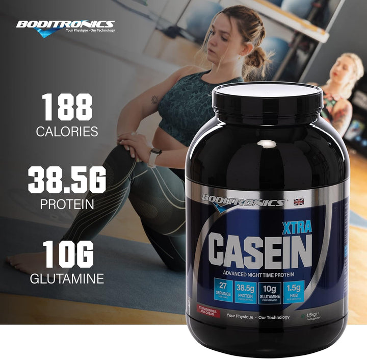 1.5Kg Casein Xtra, Slow Release Protein Powder with Contains Micellar Casein Supplement Amino Acids, Glutamine Protein Shakes (Strawberries & Cream) Casein protein, Slow-digesting protein, Protein supplement, Protein powder, Muscle recovery protein, Fitne