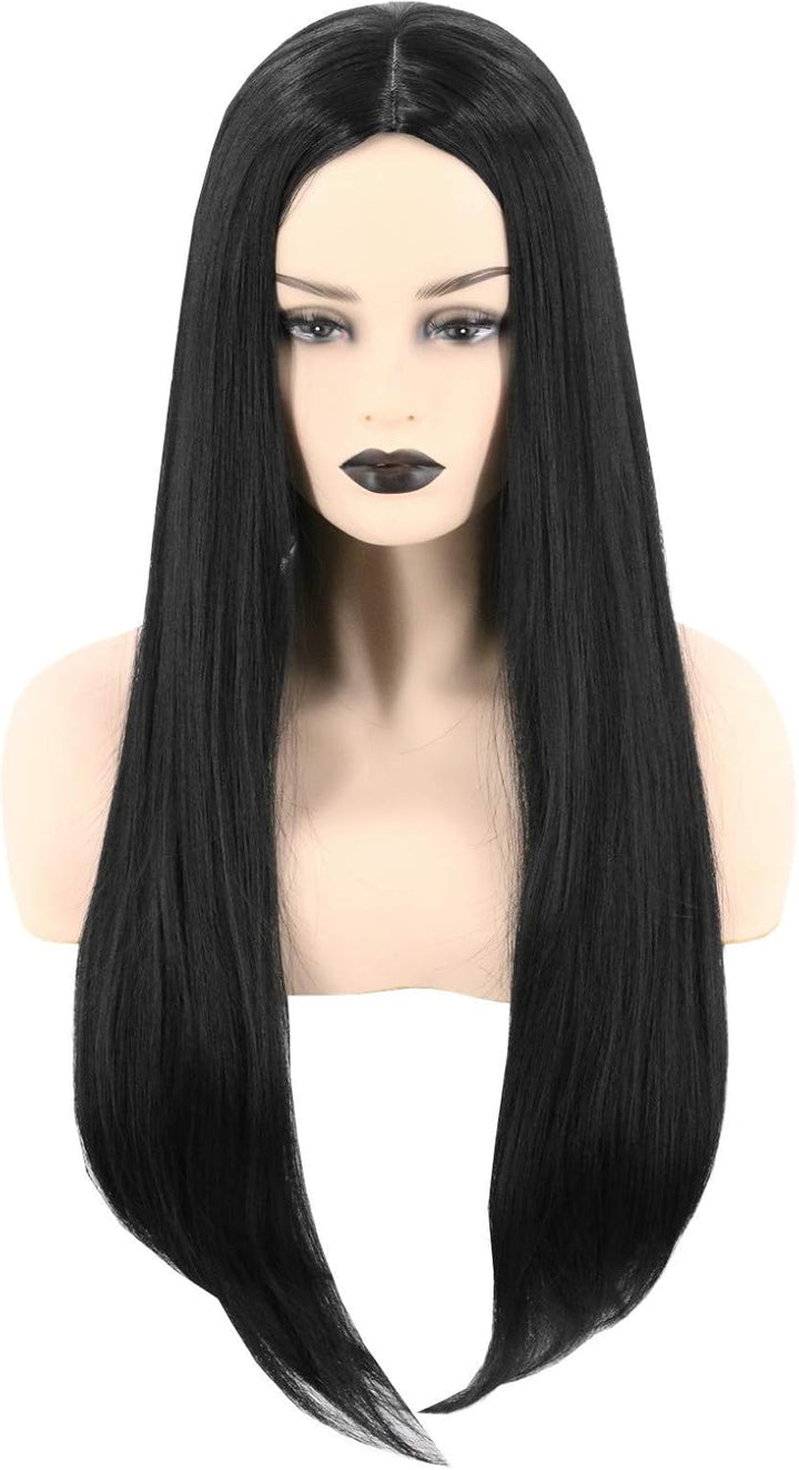 Women'S Long Black Straight Wig Cosplay Wig Halloween Costume Wigs (Black)